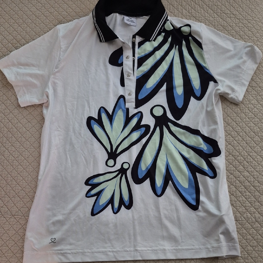 Graphic Polo Shirt - Blue and White